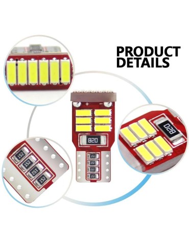 T10 w5w Canbus Vita 4-pack LED-lampor med 18st 4014smd chip 