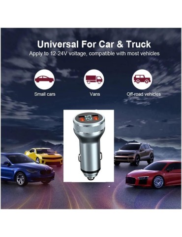 Snabbladdare 2x USB QC3.0 + Voltmätare  bil båt husbil husvagn