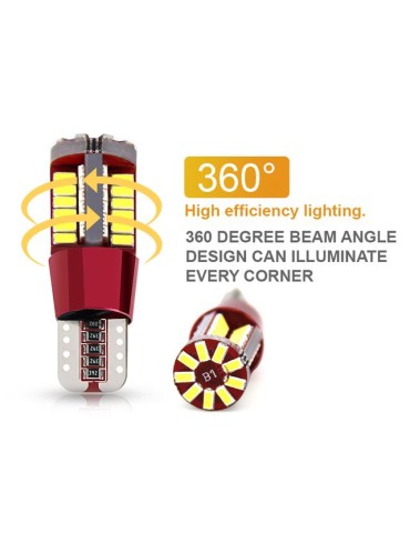 T10 w5w Canbus, 6000k, LED-lampor, 12V, SMD 3014 chip, 2-pack.