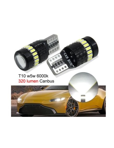 T10 w5w 6000k LED-lampor Canbus 320 lumen chip 2-pack