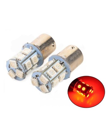 Ba15s r5w r10w 1156 röd Led lampor m. 13st 5050smd chip 2-pack