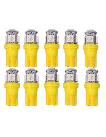 T10 w5w LED-lampor med 5st 5050SMD Gul-Orange chip, 12V DC, 10-pack.