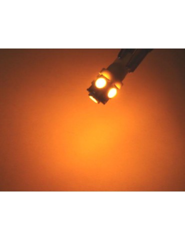 T10 w5w LED-lampor med 5st 5050SMD Gul-Orange chip, 12V DC, 10-pack.