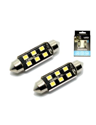 Canbus C5W 41mm 42mm spollampa Led 6000K 2-pack 12v festoon