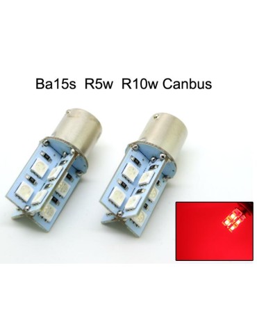 Ba15s Röd r5w canbus r10w Led med 16st 5050smd 2-pack