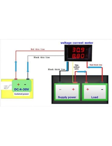 Voltmätare + Amperemätare 0-33V + 0-10A DC Digital lcd display 