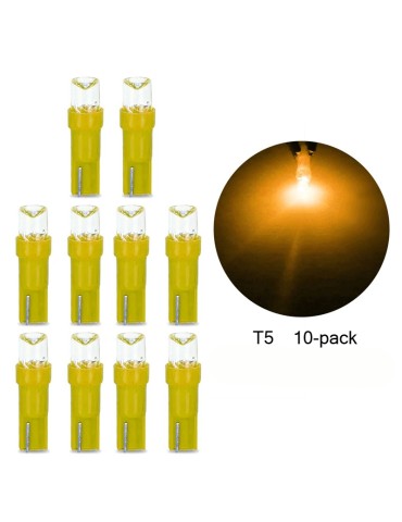 T5 gula 10-pack Led W2x4.6d W2.1.x4.9d W1.2W W2.3W 12v.