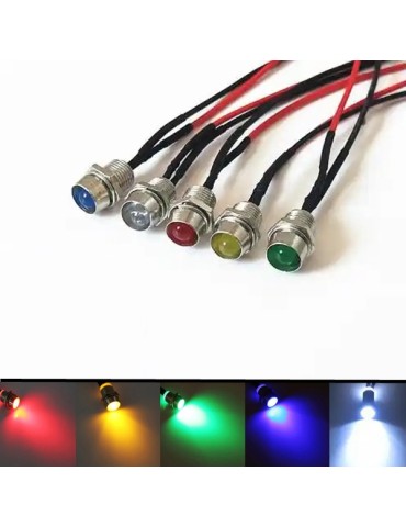 8mm 5 olika diodlampor för infällning panel varningslampor 12v