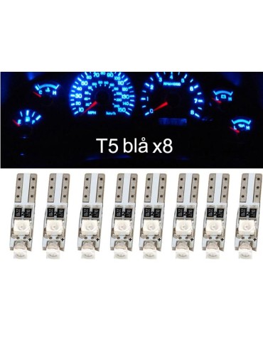 T5 Led 8-pack blå 1210smd W2x4.6d W2.1.x4.9d W1.2W W2.3W 