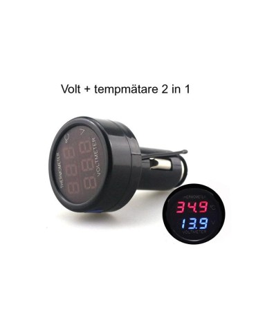Voltmätare + Temp 4-30v DC bil båt husbil husvagn