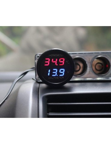 Voltmätare + Temp 4-30v DC bil båt husbil husvagn