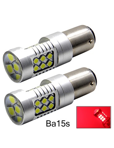 Ba15s  p21w Röd Led med 24st 2835smd ledchip 2-pack bromsljus