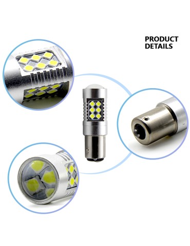 Ba15s  p21w Röd Led med 24st 2835smd ledchip 2-pack bromsljus