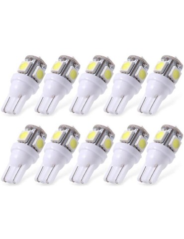 T10 w5w LED-lampor med 5st 5050SMD 3200k chip, 12V DC, 10-pack.