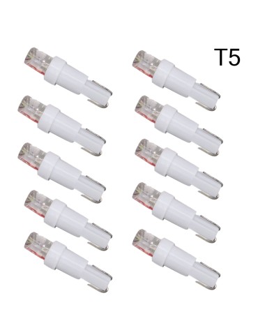 T5 vit LED W2x4.6d W2.1.x4.9d W1.2W W2.3W 12V 10-pack