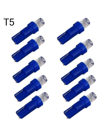 T5 blåa 10-pack Led W2x4.6d W2.1.x4.9d W1.2W W2.3W 12v. blå
