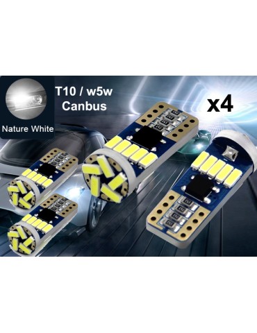T10 w5w Canbus 6000k 4-pack LED-lampor med 15st 4014smd chip vit