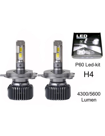 P60 led kit H4 +4300 lumen 53w 6000k halvljus helljus 2-pack