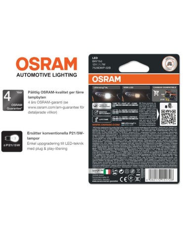 Osram 6000k p21/5w bay15d 1157 led lampor 12v