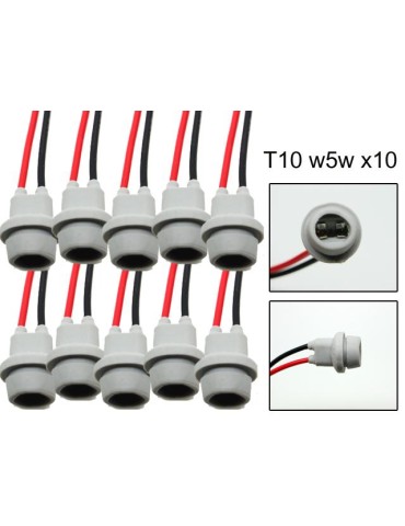 T10 w5w led / halogen kontakter / sockel fattning 10-pack mjuka