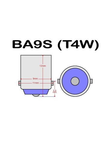 BA9S 10-pack röd Led med 5st SMD5050 chip T4W styling 