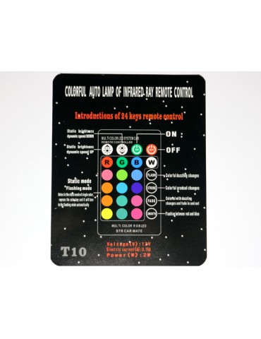 T10 w5w RBG med fjärrkontroll. LED-lampor, 2-pack, 12V DC, pimp styling.