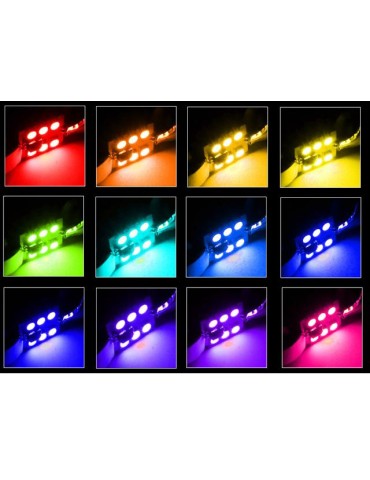 39mm C5W RBG med fjärrkontroll. Diodlampor Led 2-pack 12v DC festoon