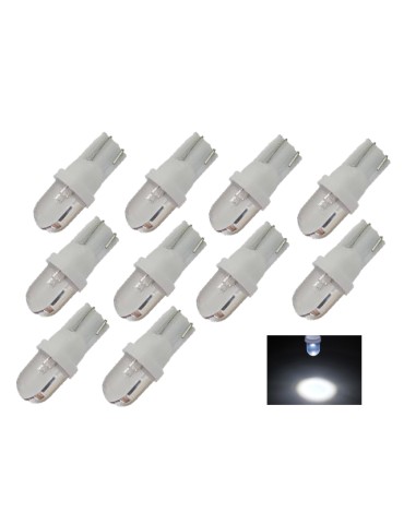 T10 w5w 8000k LED-lampor med 1st Flux-chip, 12v DC, 10-pack.