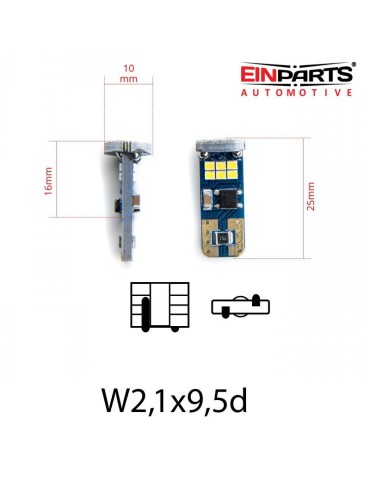 EINPARTS T10 W5W Canbus LED, 280 lumen, Xenonlook, 6000K