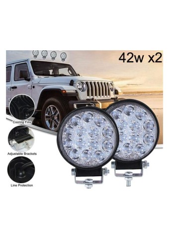 2x 42w Led 2800 lum arbetsljus - backljus 12v - 24v 6000K flood