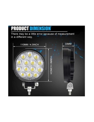 2x 42w Led 2800 lum arbetsljus - backljus 12v - 24v 6000K flood