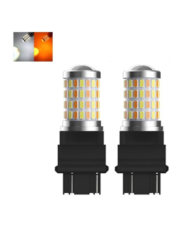 T25 3157 p27/7w  Led lampor gulvita chip Dualcolor 2-pack.