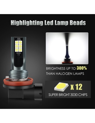 Dimljus H8 H11 Led lampor 6000k 650 lumen 12-16v DC
