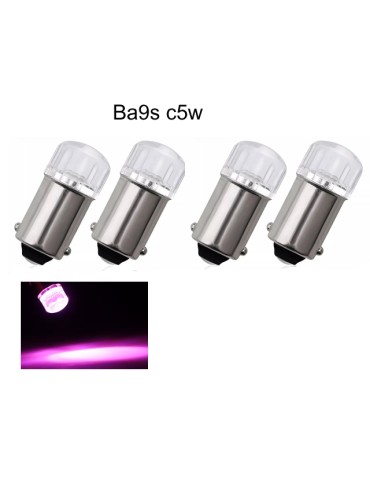 BA9S Pink / lila 4-pack rundstrålande t4w led med 1st fluxled chip