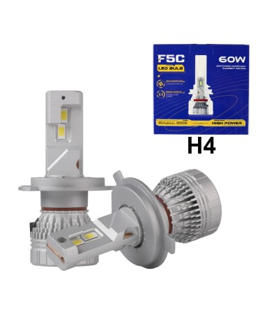 F5c led kit H4 +3500 lumen 53w 6000k halvljus helljus 2-pack