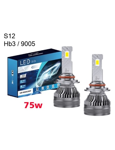 S12 75w Hb3 / 9005 led kit 6500 lumen 6000k 2-pack