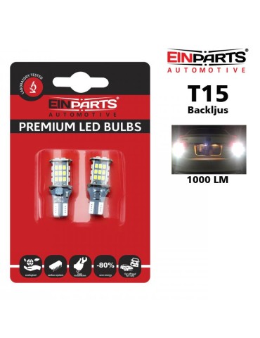 T15 W16W 921 912 906 backljus LED, 1000 lumen, 6000K, W2,1x9,5d.