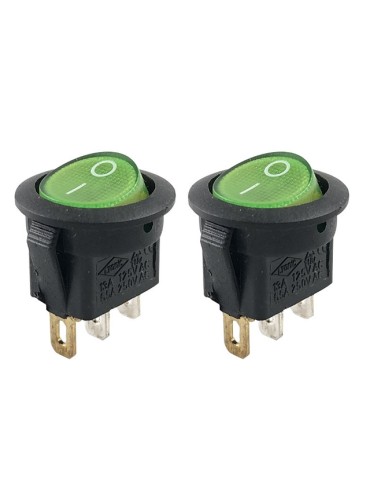 Strömbrytare 2-pack av/på vaggströmställare avbrytare m lyse grönt 2st