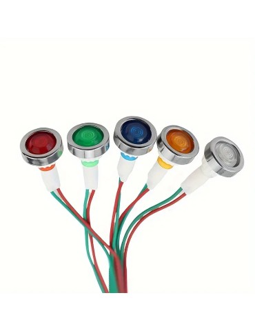 10mm 5 olika diodlampor för infällning panel varningslampor indikatorlampor 12v