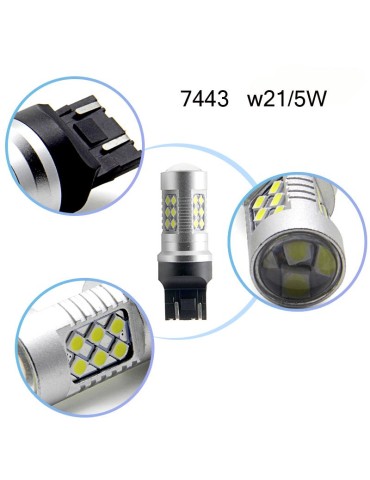 T20 7443 W21/5w Led 6000k 2-pack w3x16q w316q