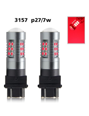 3157 Röd p27/7w Led med 24st 3030smd 2-pack bak bromsljus