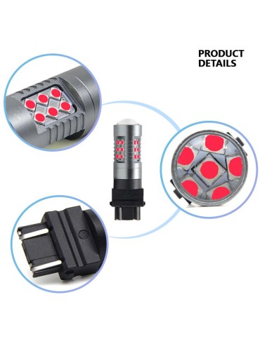 3157 Röd p27/7w Led med 24st 3030smd 2-pack bak bromsljus