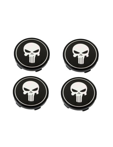 Punisherdödskalle centrumkåpor, 60 mm (passar 57 mm hål), 4-pack 