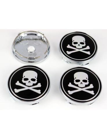Dödskalle centrumkåpor till fälgar, 60 mm, passar 57 mm hål, 4-pack