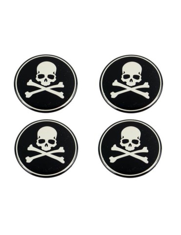Dödskalle emblem till centrumkåpor, hjulnavsskydd, fälg, 4-pack, styling.
