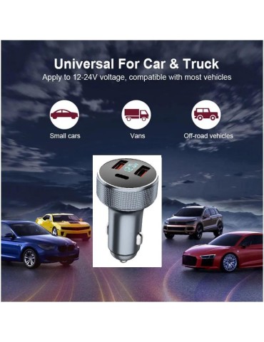 snabbladdare PD Type C + 2x USB QC3.0  bil båt husbil husvagn