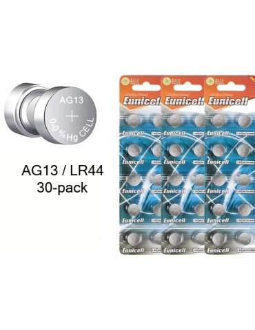 30-pack AG13 LR44 303 357 A76 LR1154 SR44 GP76A Batterier