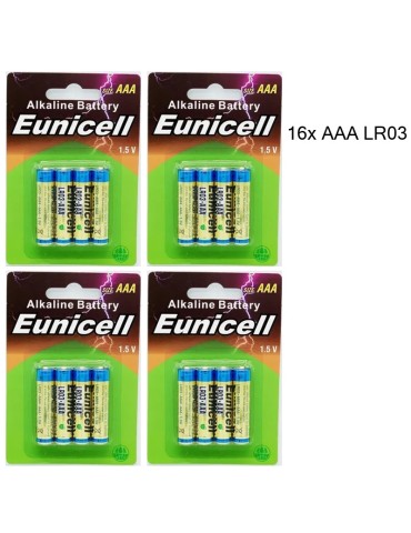 AAA LR03 1,5 volt DC 16-pack Alkaliska batterier 