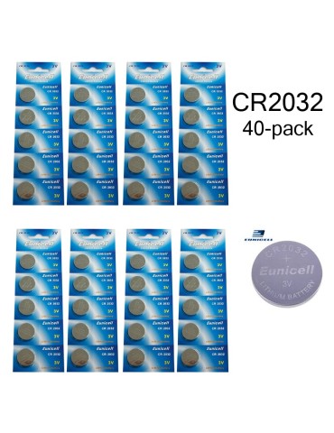 CR2032 40-pack Litium batterier 3V.