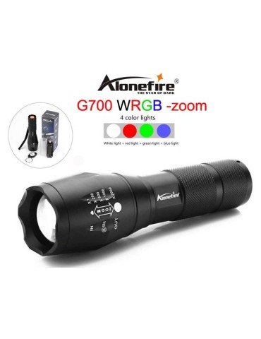 Led ficklampa WRGB 1x XM-L T6 led 1000 Lumen vit röd blå grön